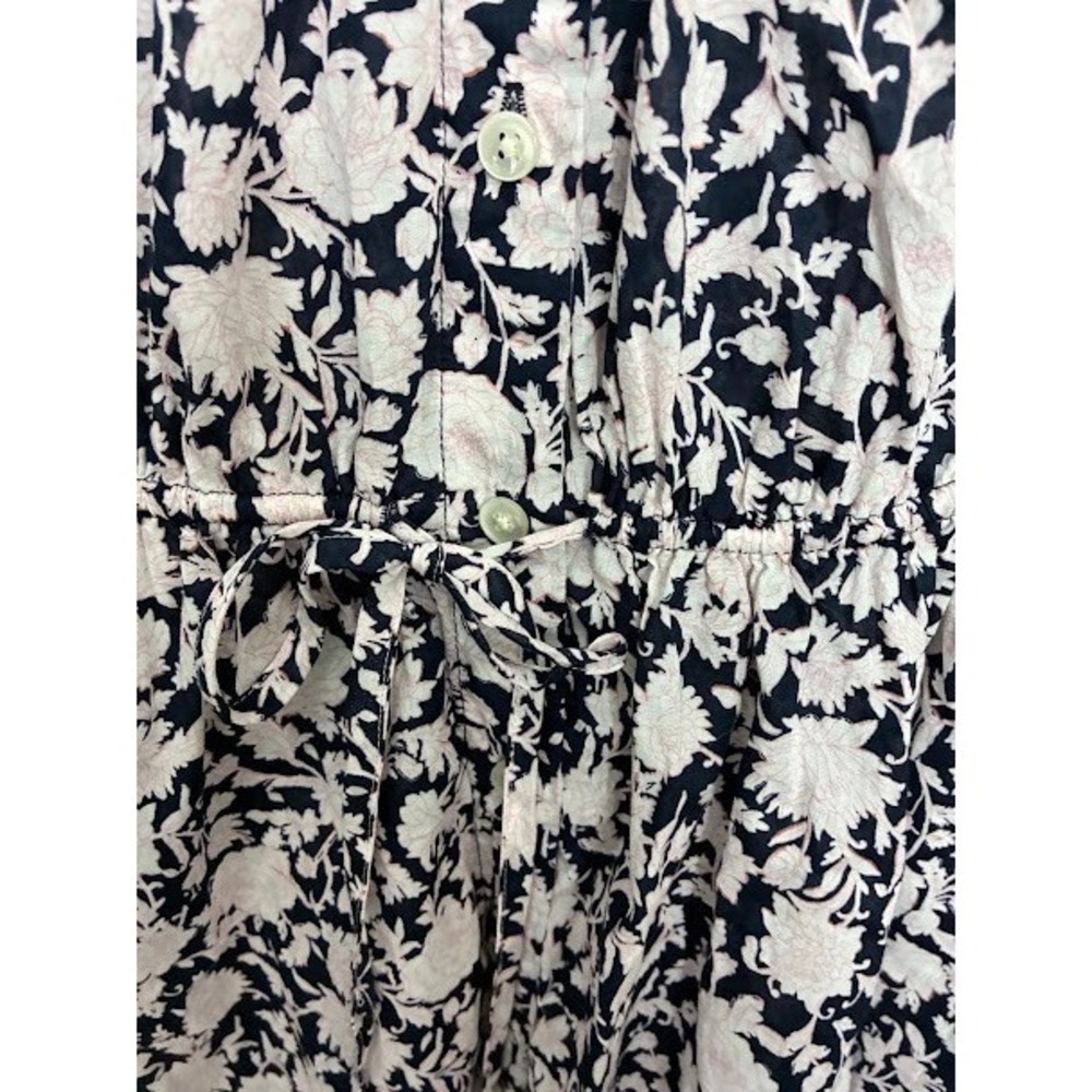 J.Crew Re-Imagined Floral Cotton Midi Dress Navy White Pink Drawstring Waist 6 - Picture 5 of 8